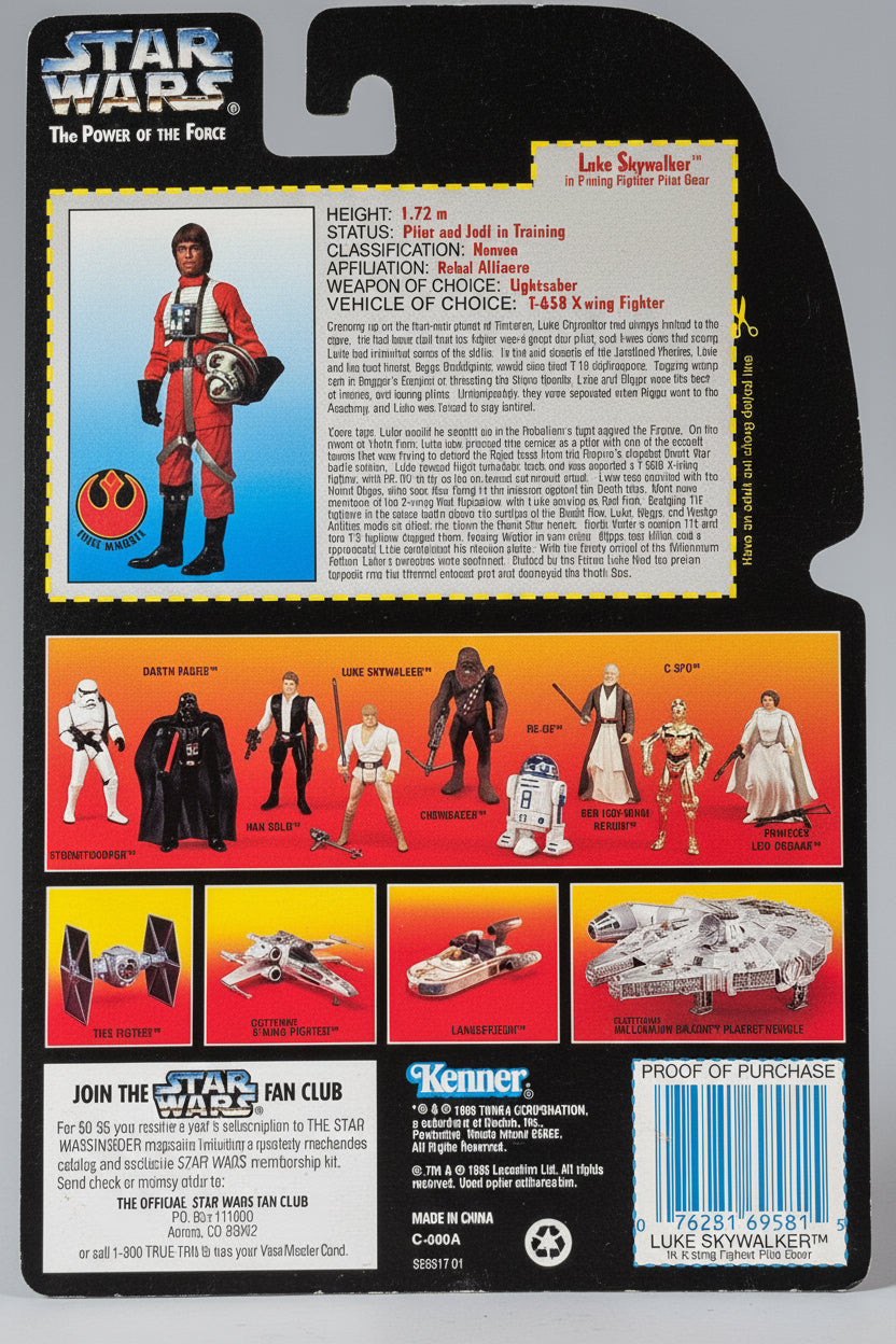 Star Wars The Power of the Force Luke Skywalker in X-wing Fighter Piolit Gear
