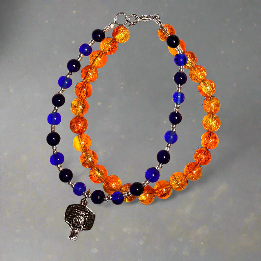 Handmade - Florida Game Day - Double Strand Bracelet with Hoop Charm - 8"