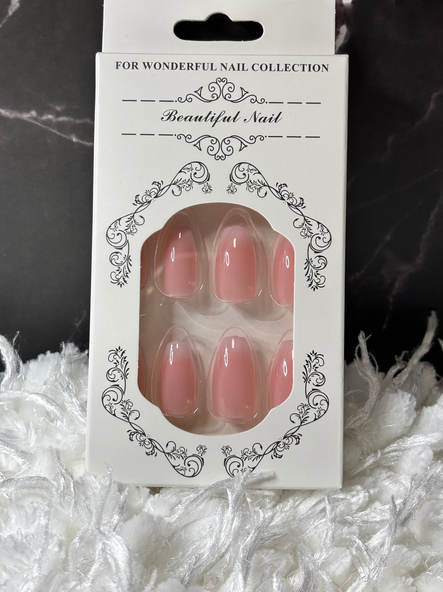Press on Nails - Set of 24 pcs. Pink and White Gradient Design