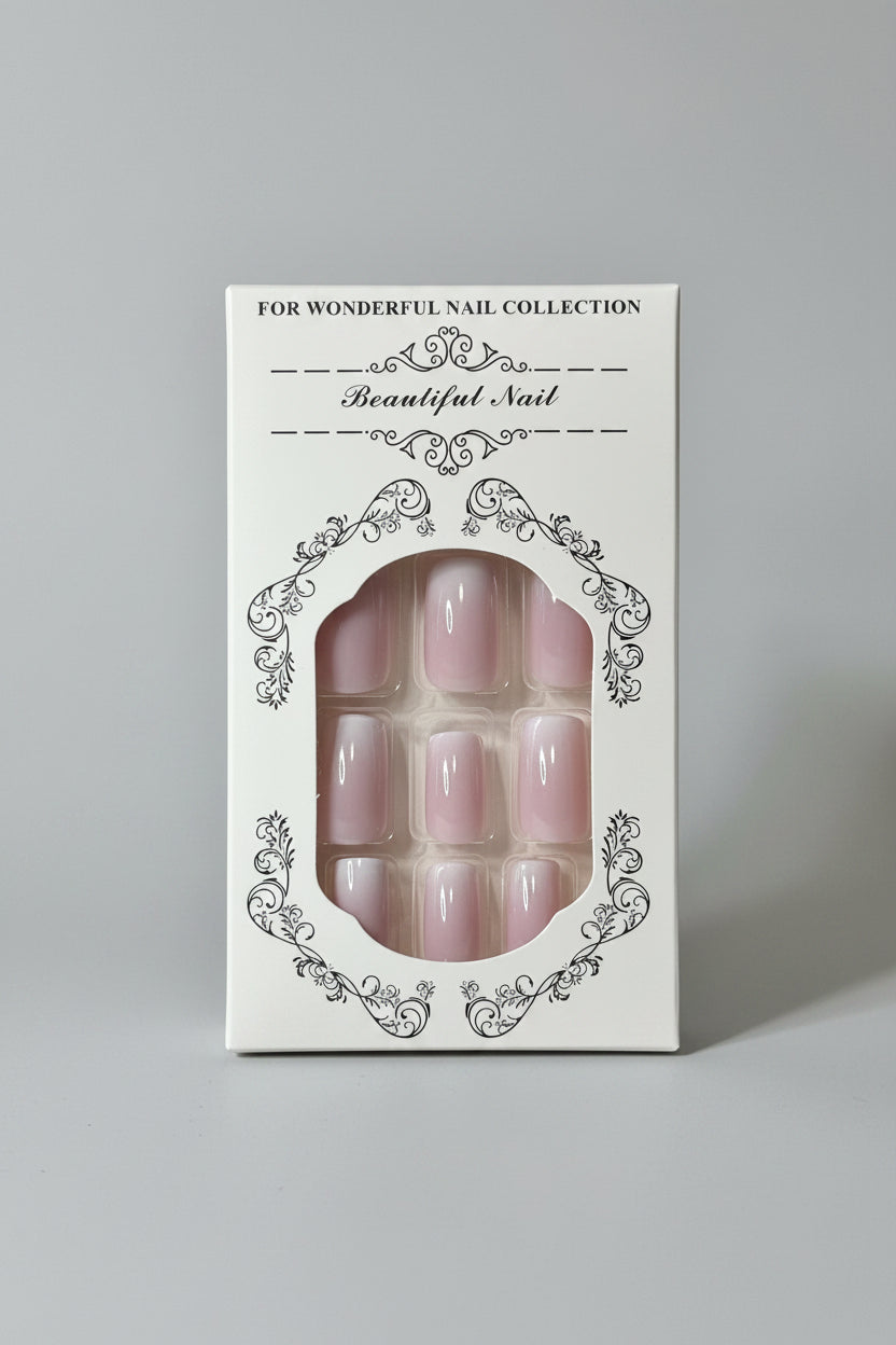 Press on Nails - Gradient - White and Pink Color