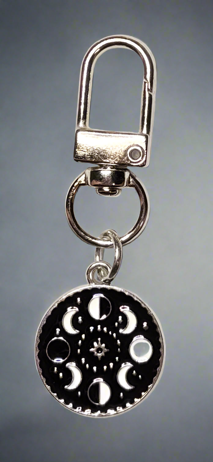 Moon Phase Charm Keychain - Alloy