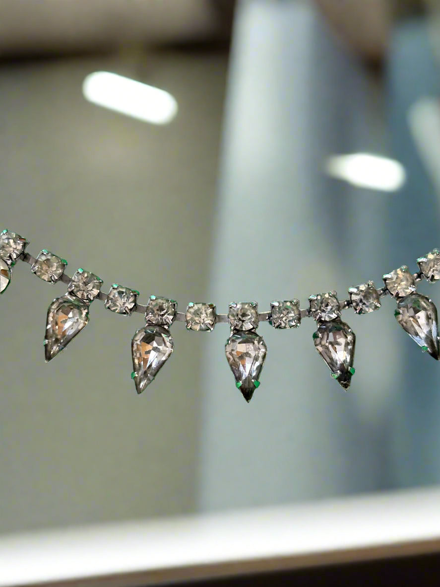 Necklace - Vintage 1950's Coro Tear Drop Rhinestones