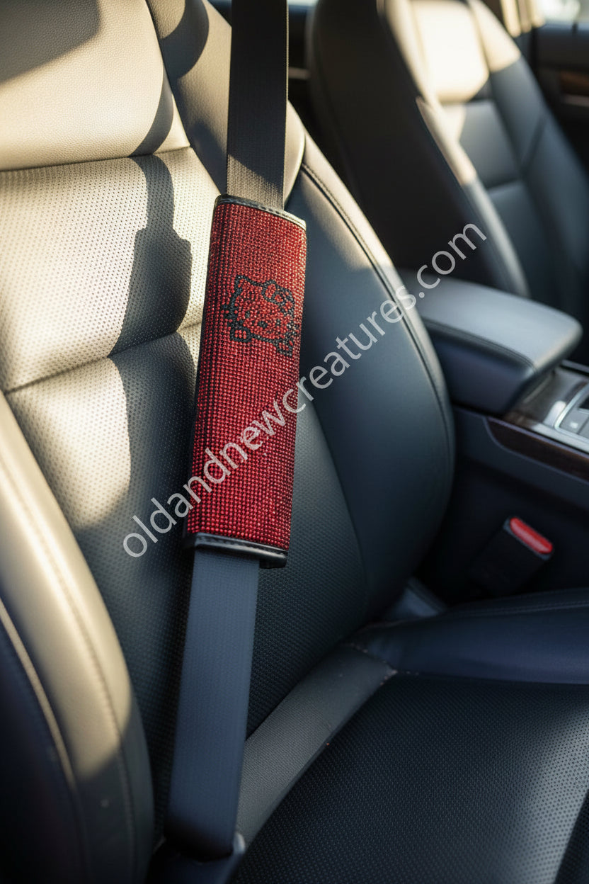 Seat Belt Cover - Hello Kitty - Red Rhinestone