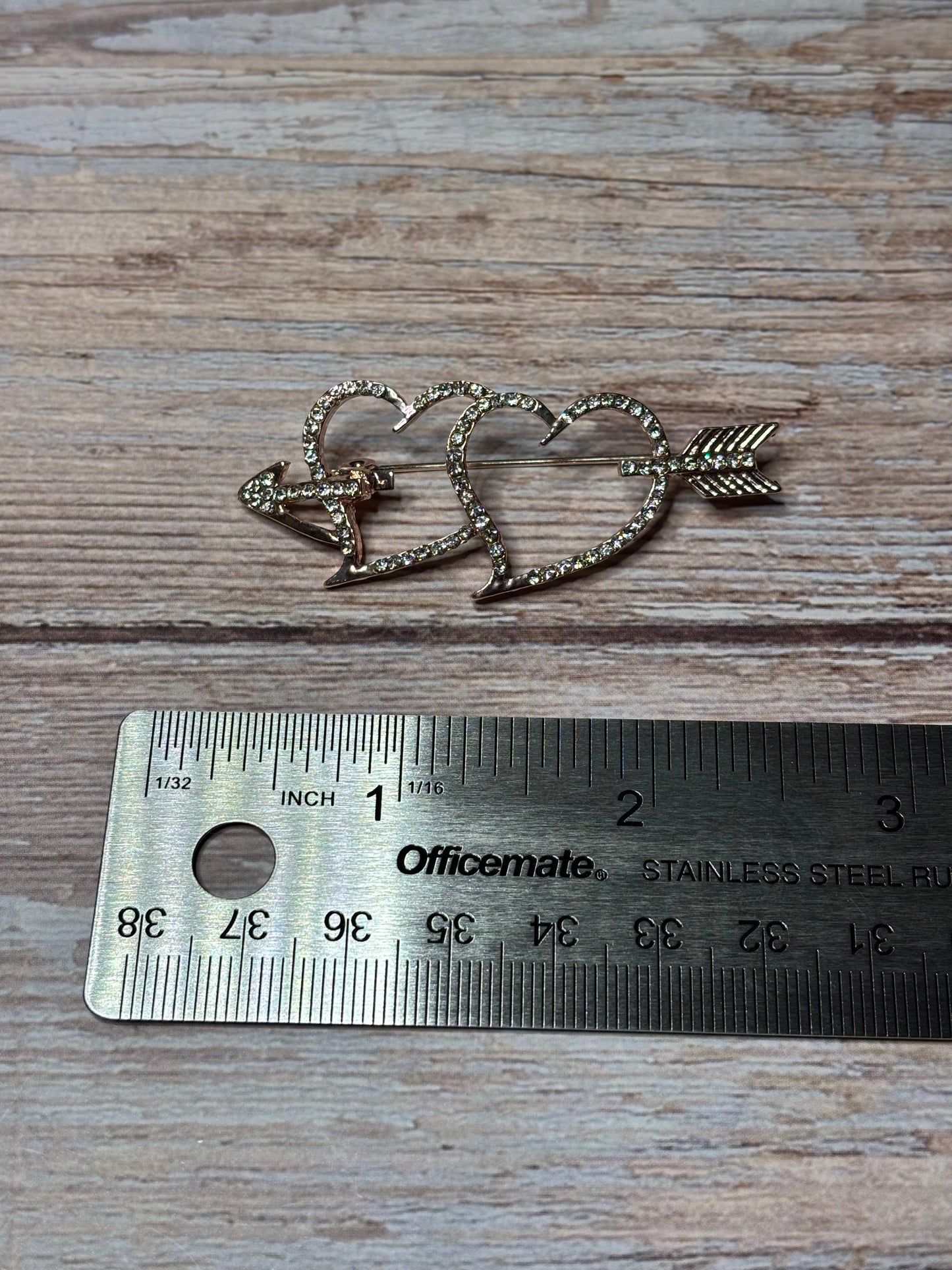 Brooch - Double Hearts with Arrow