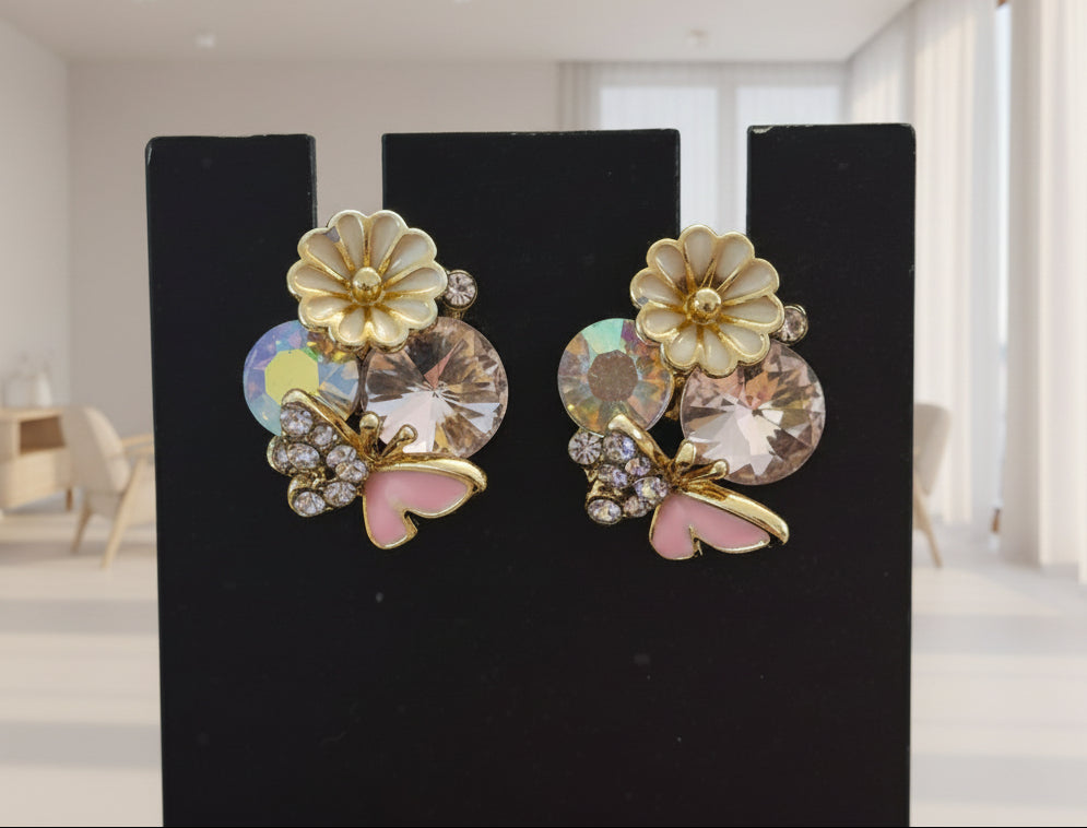 Earrings - Betsey Johnson - Gold Cluster Stud