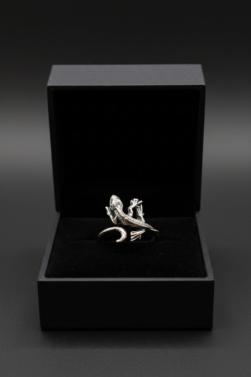 Ring - Silver Tone - Open Ended - Armenian Spirit Lizard - Size 7