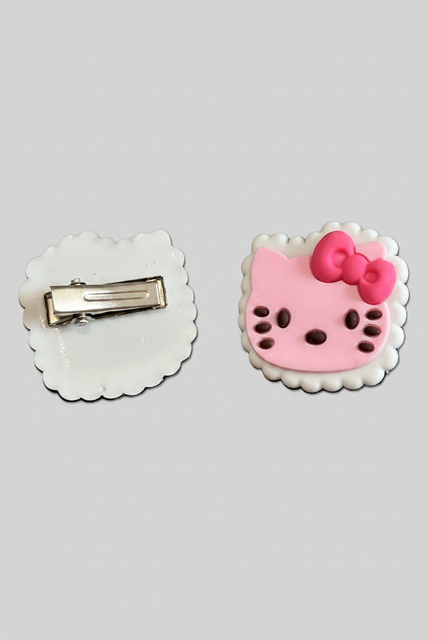 Hair Clips - Set of 2 Hello Kitty Face