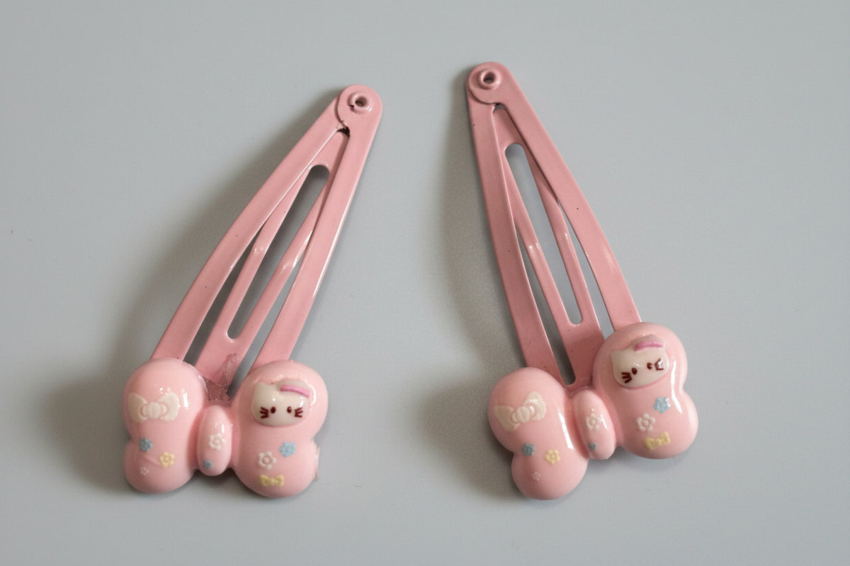 Hair Clips - Set of 2 Hello Kitty Butterfly Bow