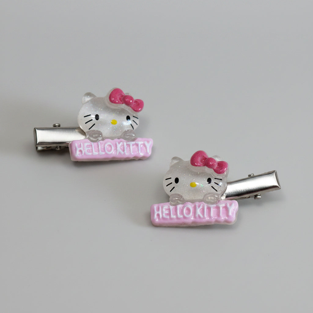 Hair Clips - Set of 2- Hello Kitty - with Hello Kitty Sign