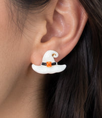 Earrings - Handmade - Witch Hat - Studded - Available in Black or White