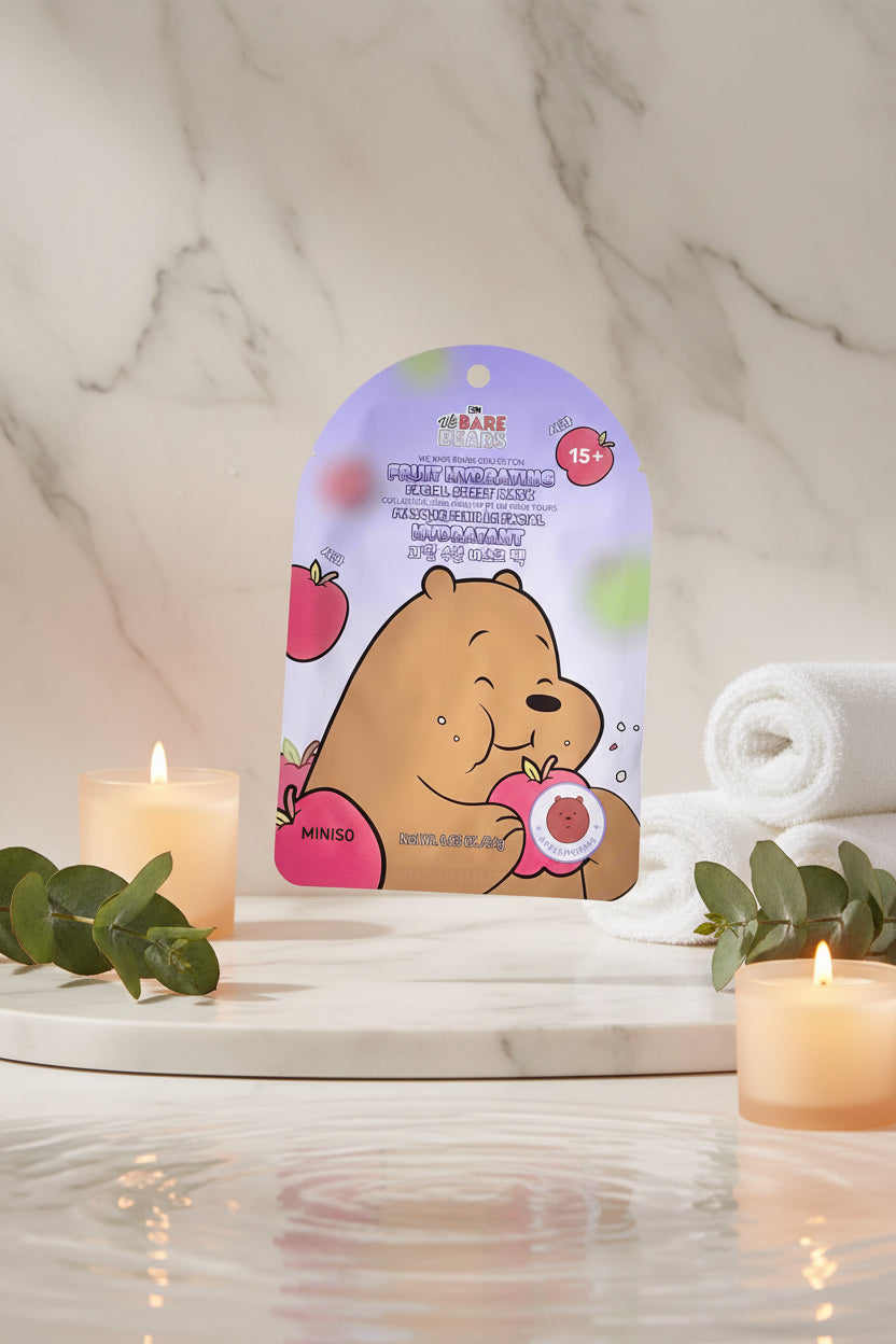 We Bare Bears - Miniso - Fruit Hydrating Facial Mask - Cherry - Apple
