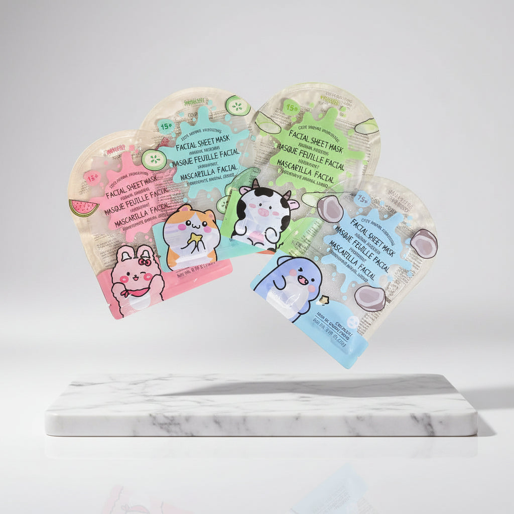 Facial Mask - Cute Animal Hydrating - Coconut / Cucumber / Aloe Vera / Watermelon