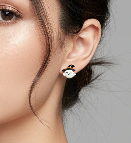 Earrings - Spooky - Cute - Ghost - Witch - Studded - Handmade