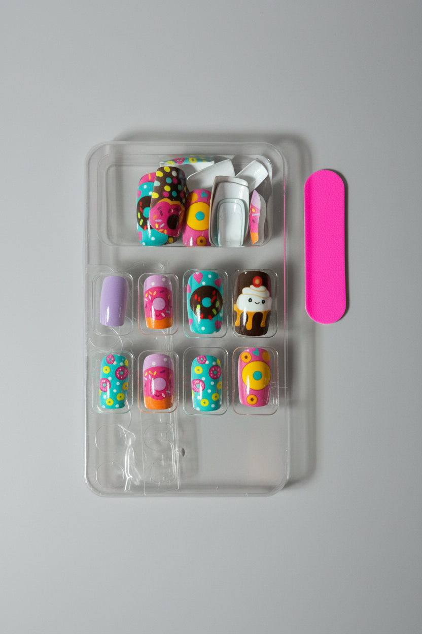 Press on Nails - Ice Cream and Donuts - FREE Mystery Hair Scrunchie included