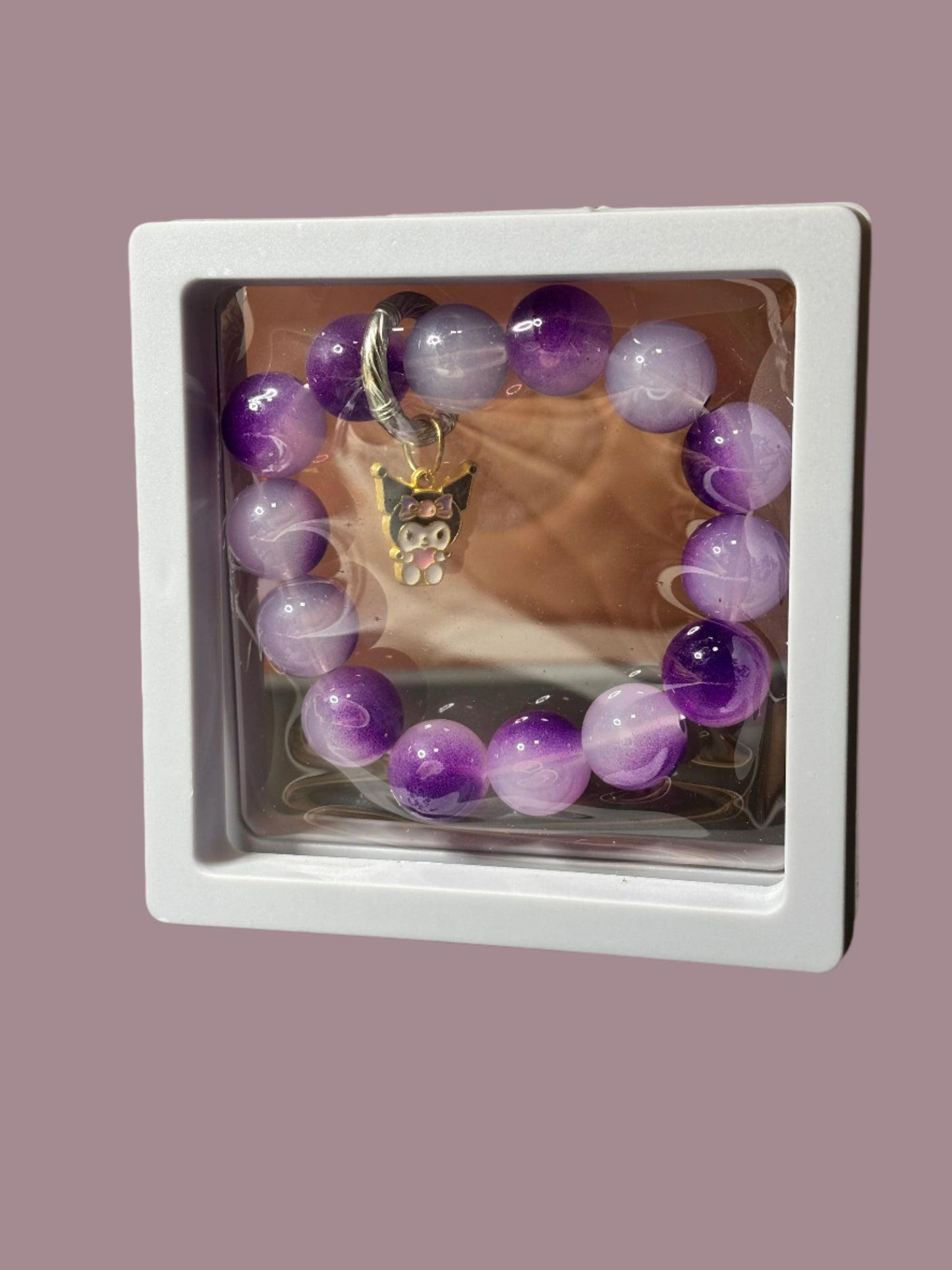 Bracelet - Sanrio Purple Beaded Kuromi Charm