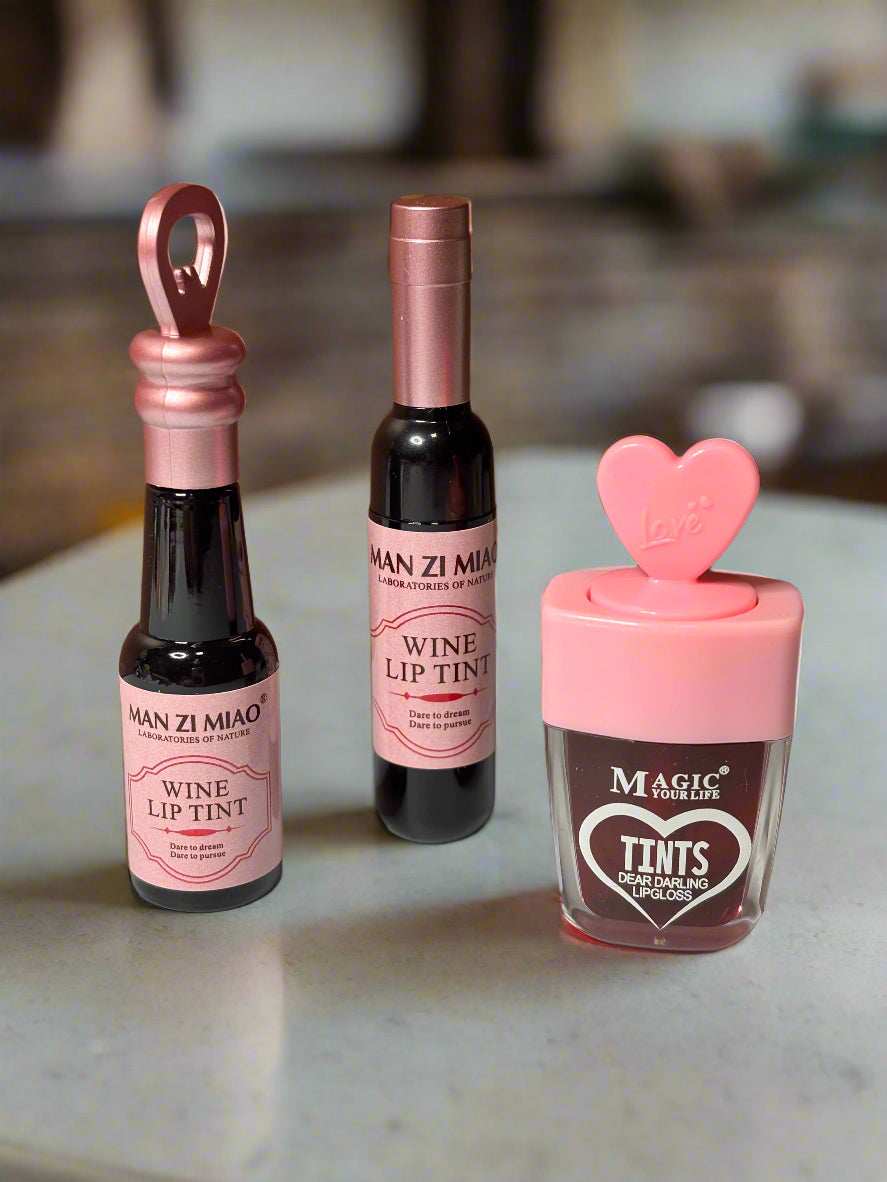 Lip Tint - Set of 3 - Dear Darling Lip Gloss and Wine Blush Pink