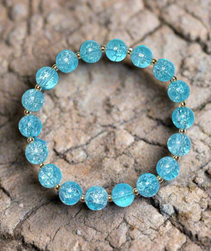 Handmade Blue Crackle Beaded Bracelet