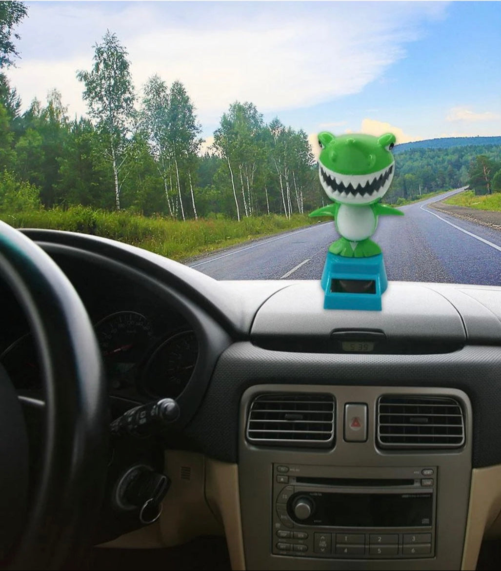 Solar Powered - Dancing Shark Bobblehead - Light Gray