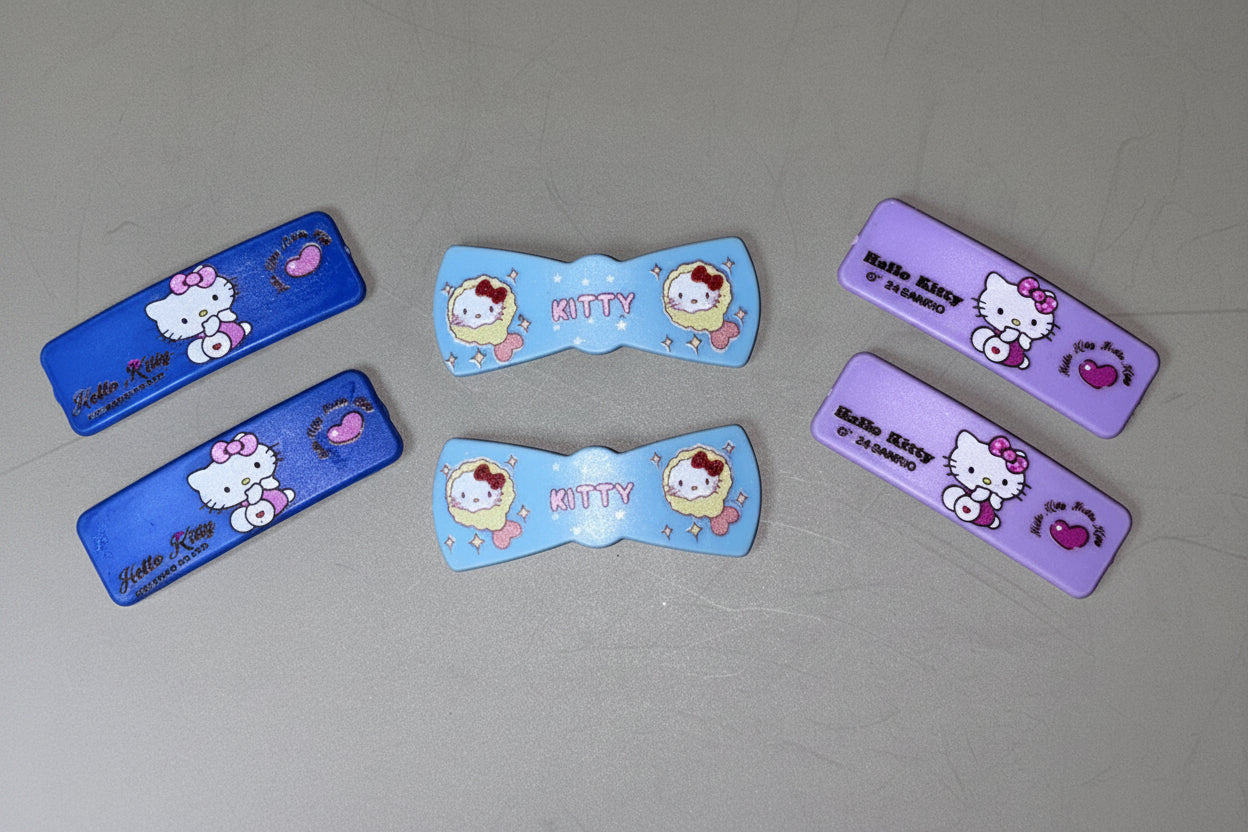 Hair Clips - 3 Pairs - Hello Kitty