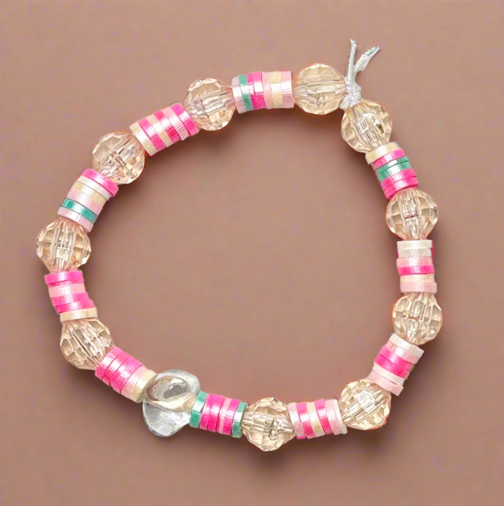 Handmade - Sweet Sorbet - Set of 2 - Elastic Beaded Bracelet