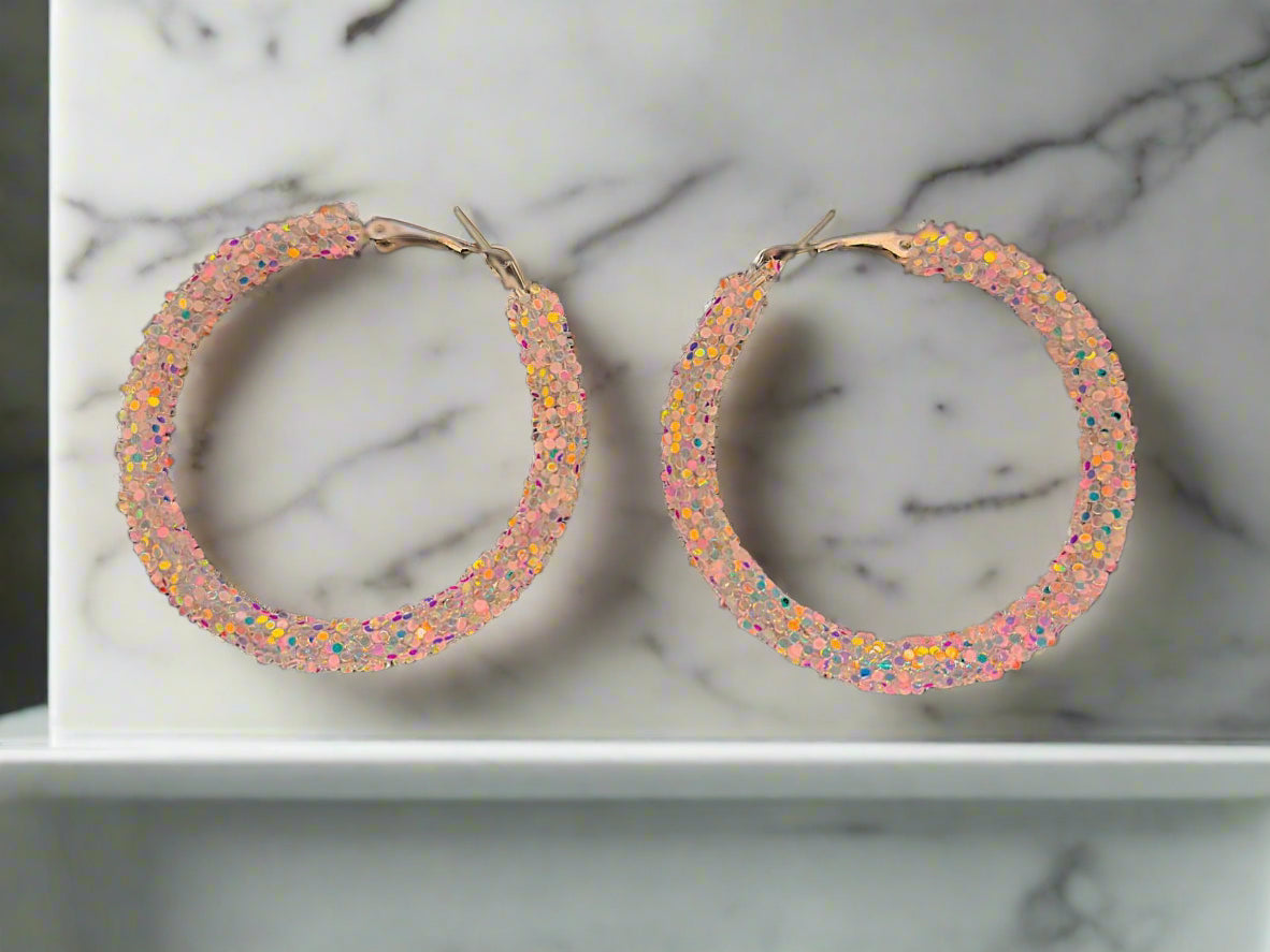 Earrings - Pink Glitter Glow in the Dark