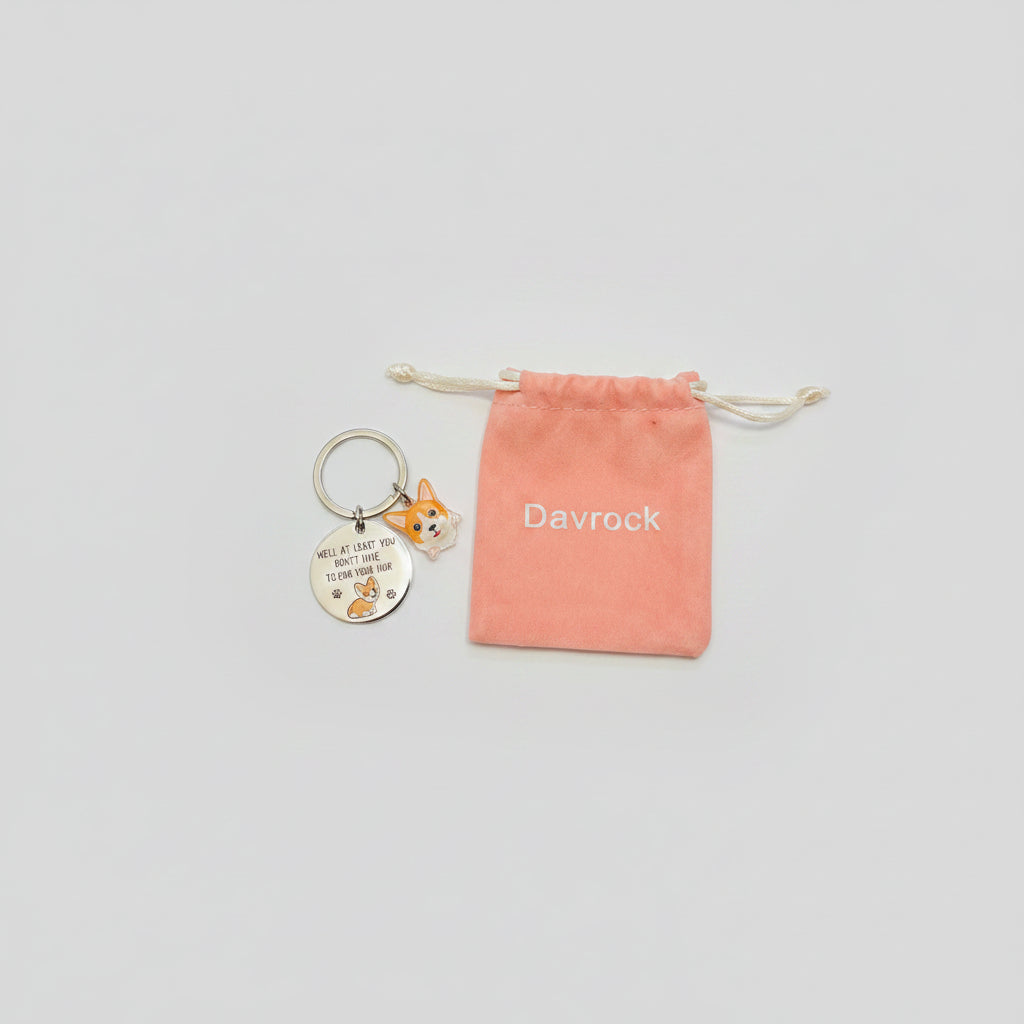 Keychain - Corgi Set - "Well at least you don't have to wear a cone"