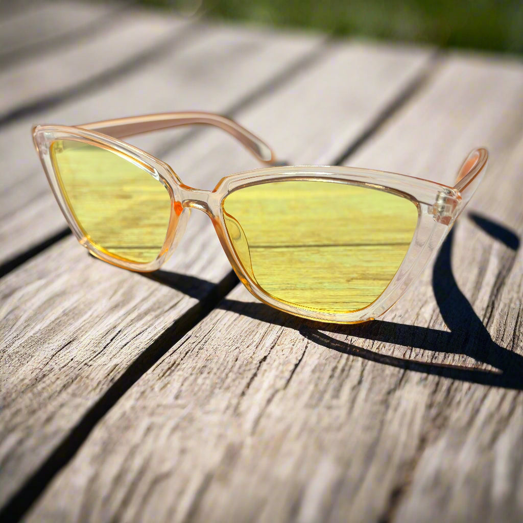 Sunglasses - Yellow Cat Eye Style