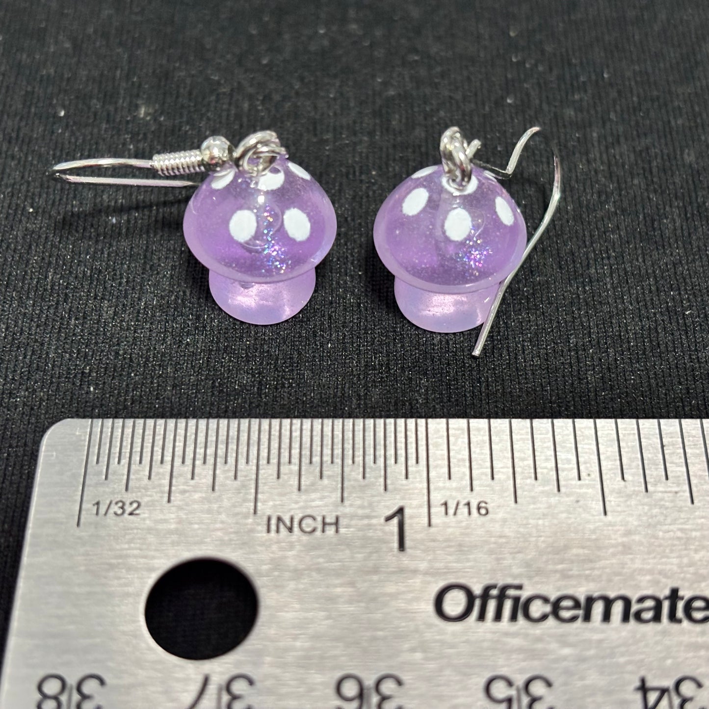 Earrings - Tiny "Glow in the Dark" Purple Mushrooms
