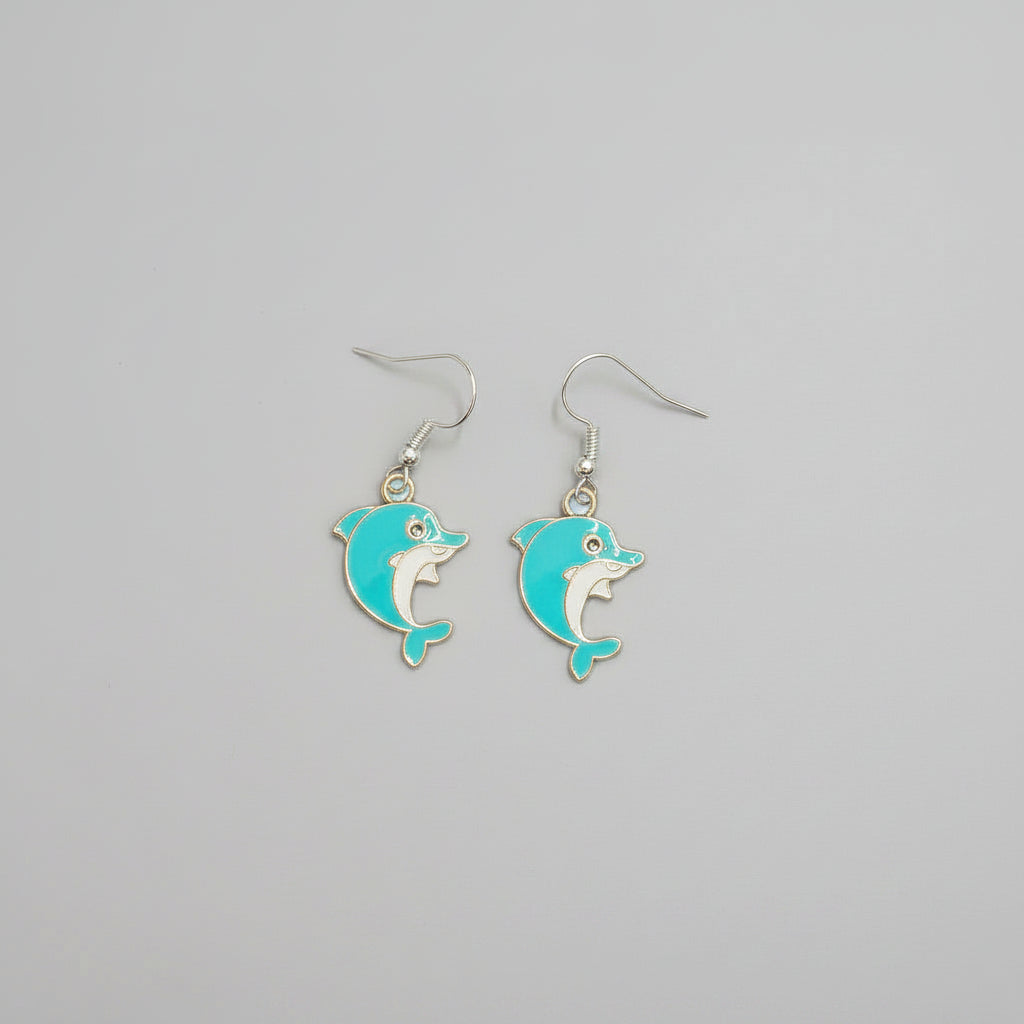 Earrings - Dolphins - Blue Enamel