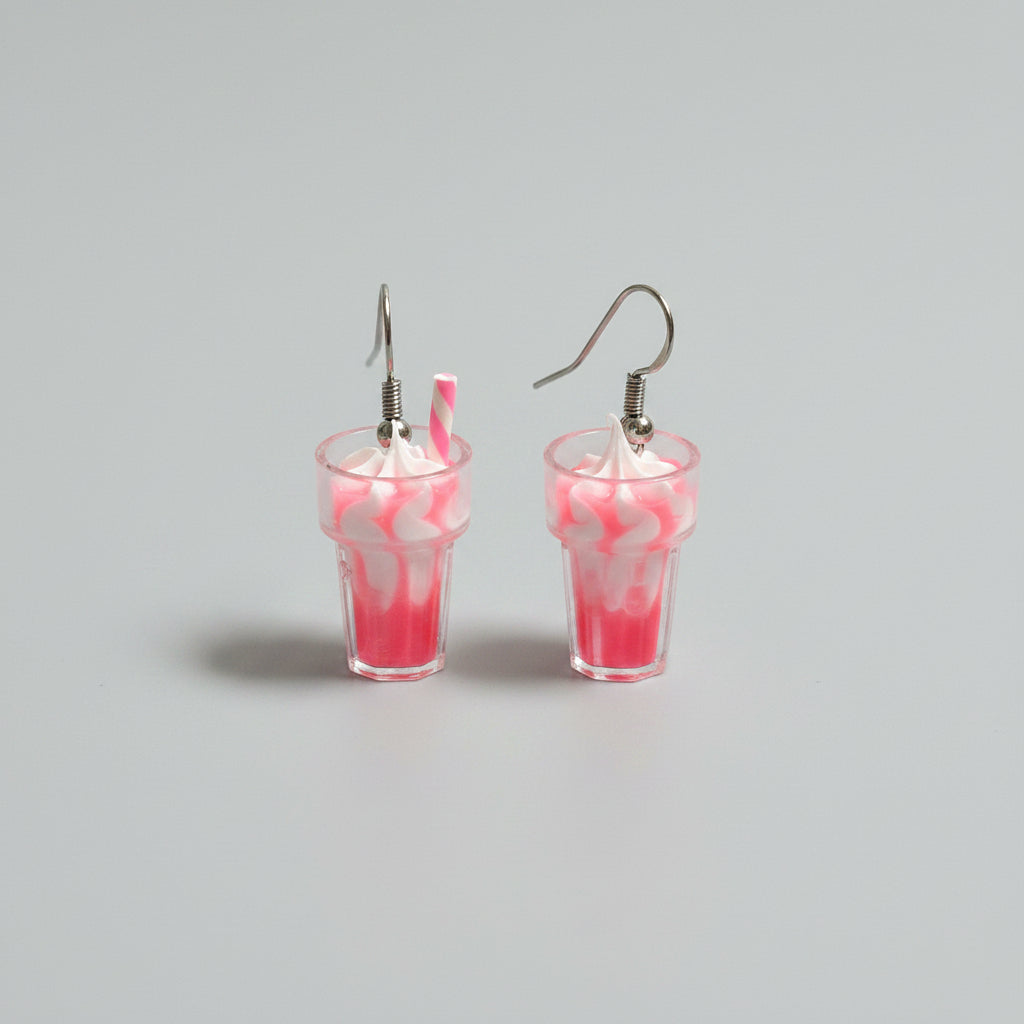 Earrings - Strawberry MilkShakes with Whipped Cream