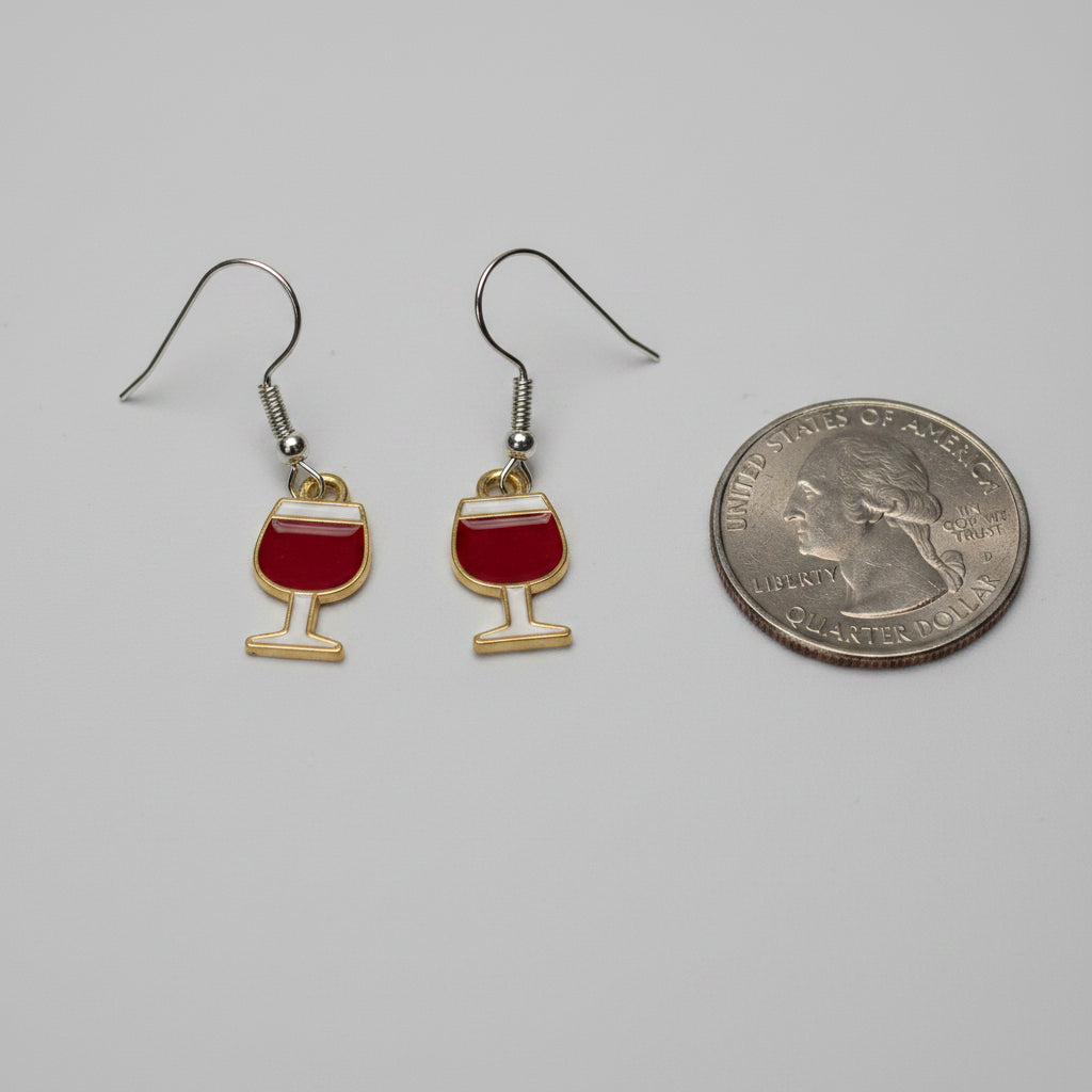 Earrings - Red - Wine Glass