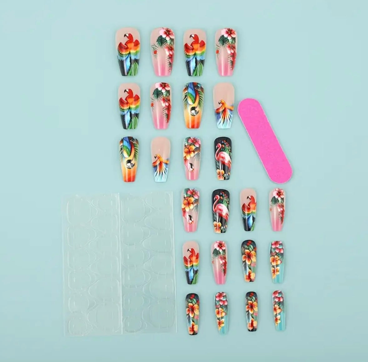 Press on Nails - Tropical Birds