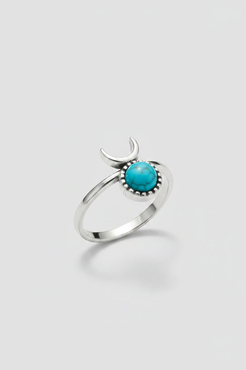 Ring - Blue Turquoise - Silver Tone Southwestern Style