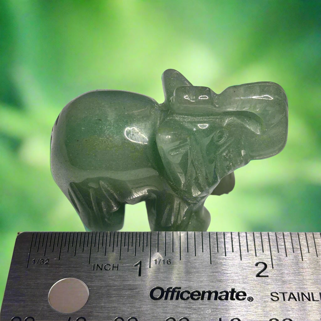 Hand Carved Elephant Figure Green Aventurine
