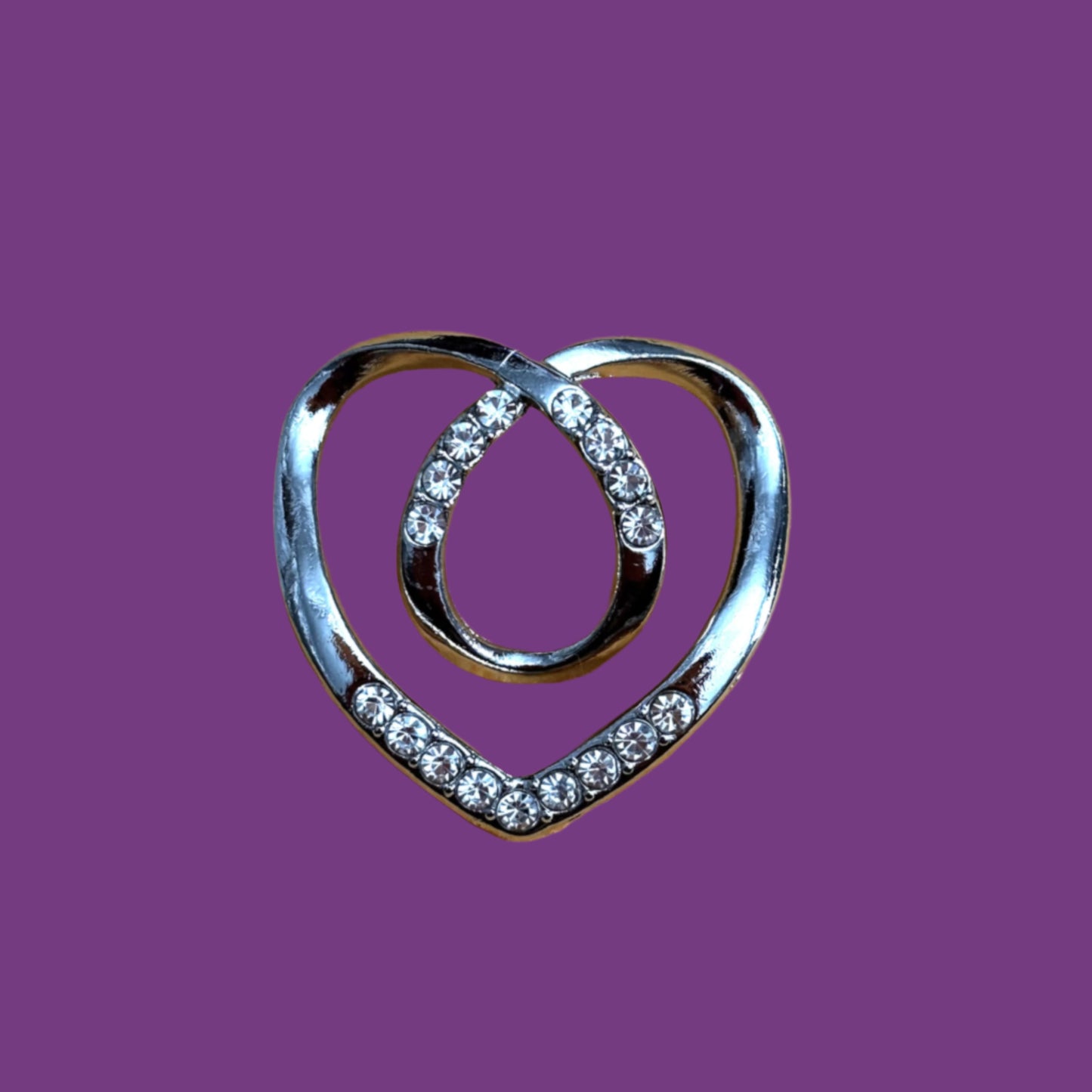 Scarf Buckle - Heart shaped with Rhinestone Accents