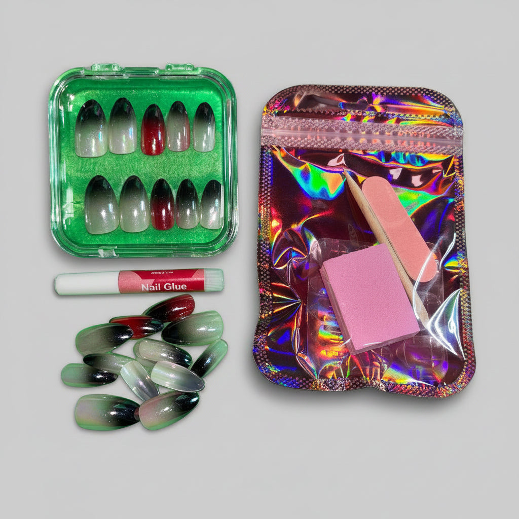 Press on Nails - Vampire's Kiss - FREE Mystery Hair Scrunchie included