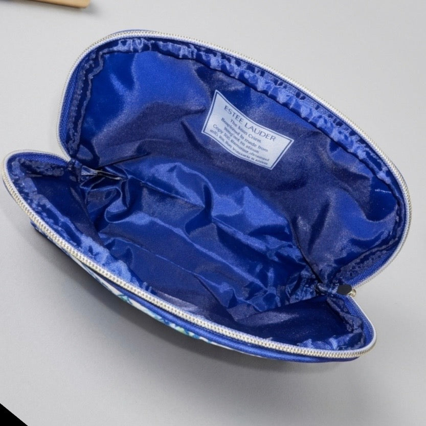 Cosmetic Bag - Estee Lauder - Blue Floral & Songbird - Chinese Inspired