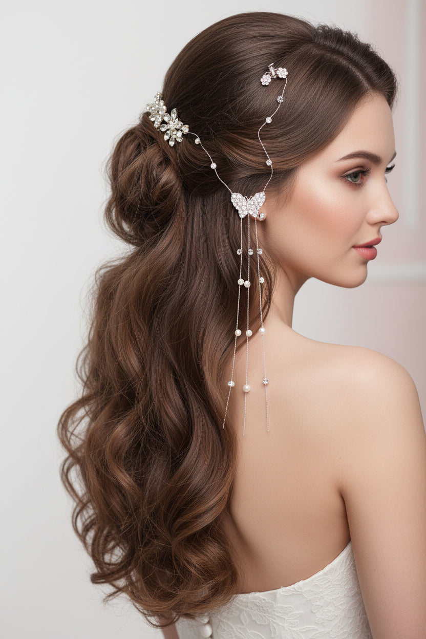 Hair Claws - Butterfly Charm with Rhinestones