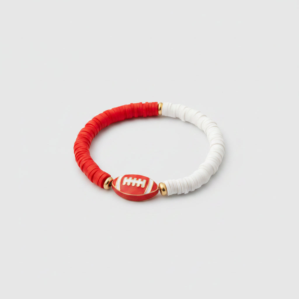 Bracelets - Stackable Red and White Game Day - Set of Seven
