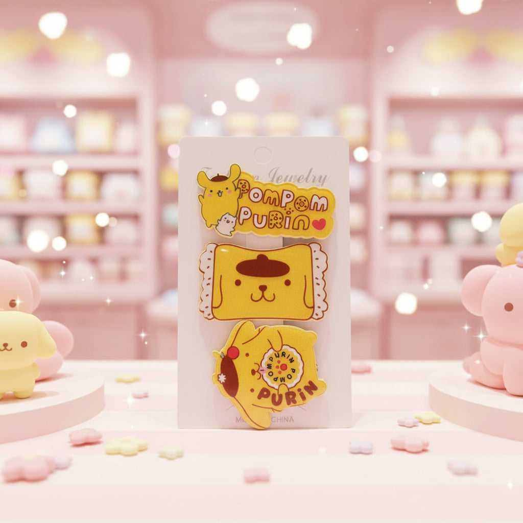 Hair Clips - Sanrio - Hello Kitty - Pompompurin - Set of 3