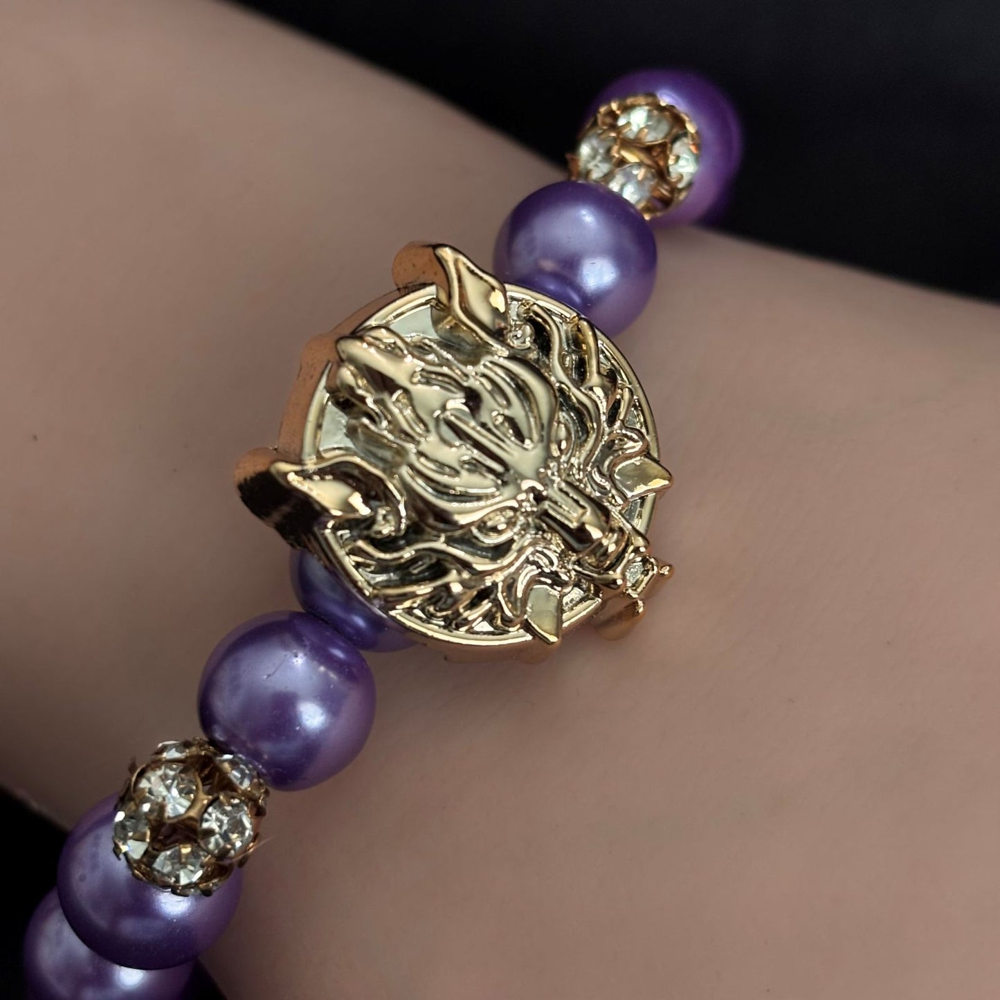 Bracelet - Handmade - Purple Gold Lion