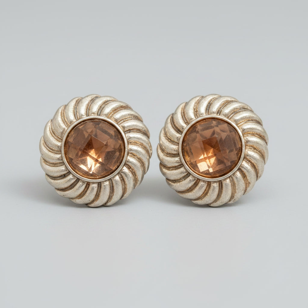 Earrings - Studded - Citrine - Textured