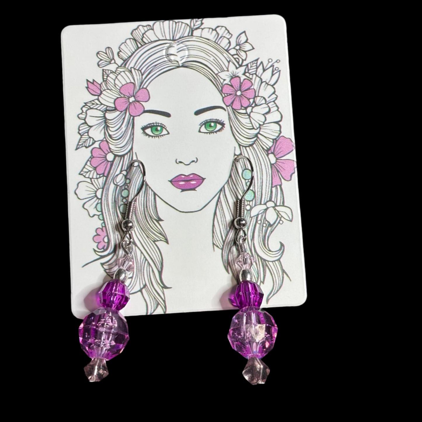 Earrings - Handmade - Purple Crystals