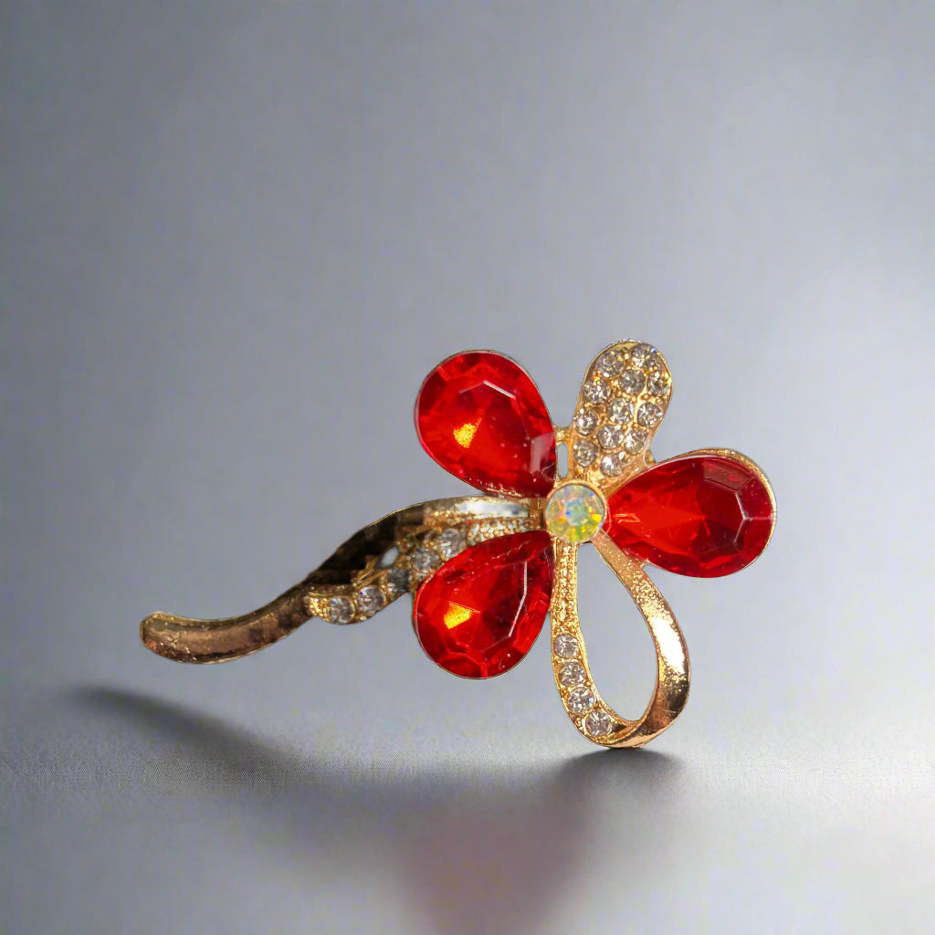 Brooch - 3 Petals for You Red or Purple