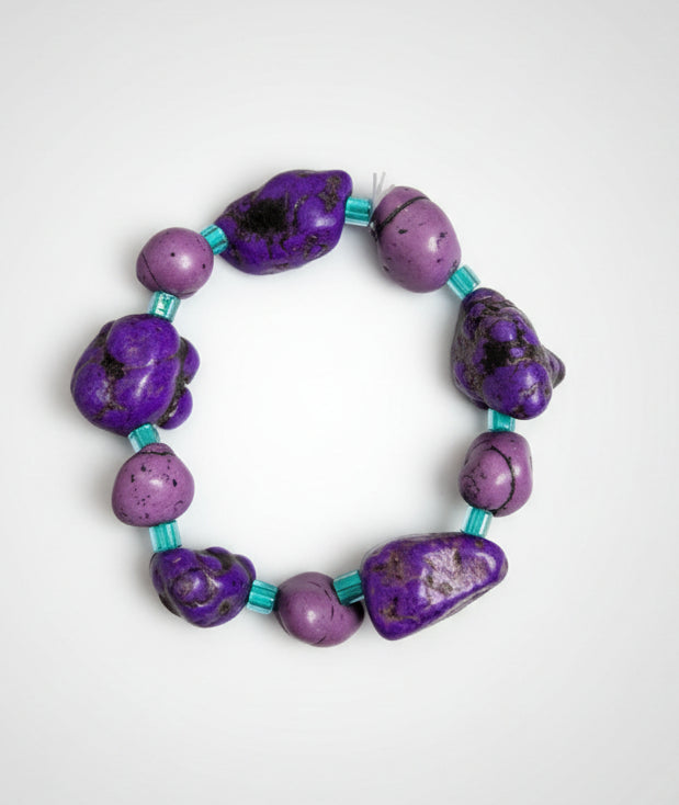 Handmade Magnesite Nugget Beaded Stretch Bracelet