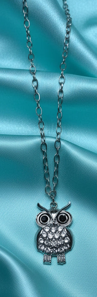 Necklace - Rhinestone Owl Pendant