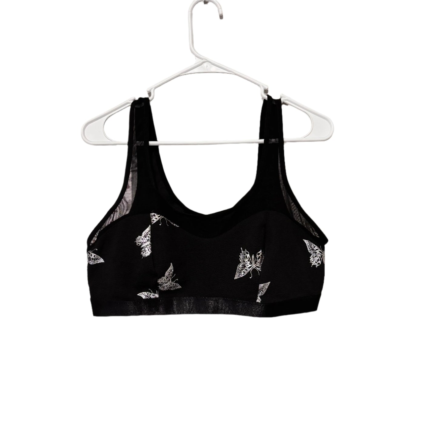 Bra - Mesh Outline with Shiny Silver Butterfly Design