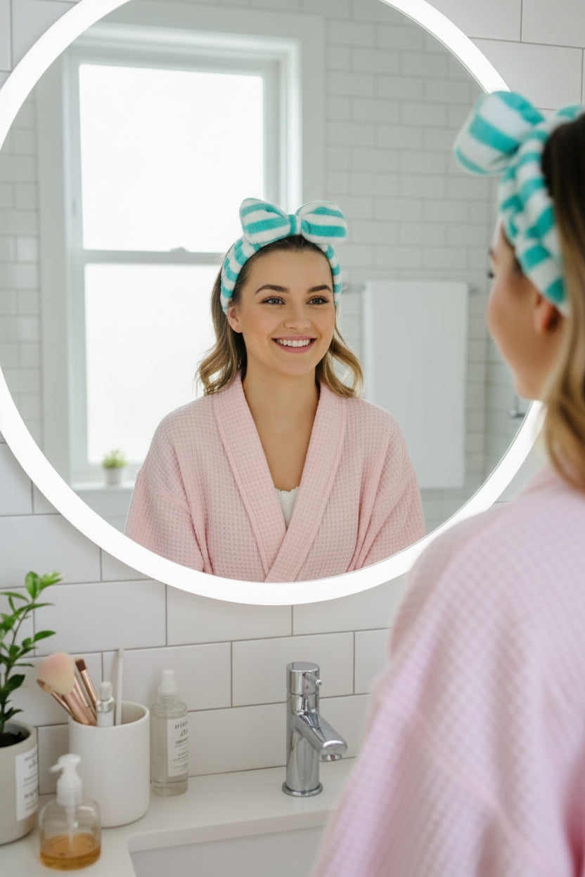 Spa Headband - Plush Green and White Stripes