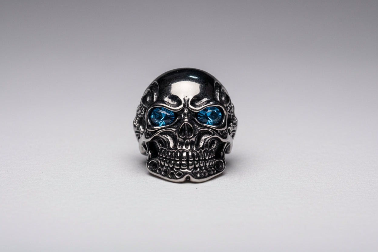 Vintage - Men's Skull Ring - Silver - Size 12
