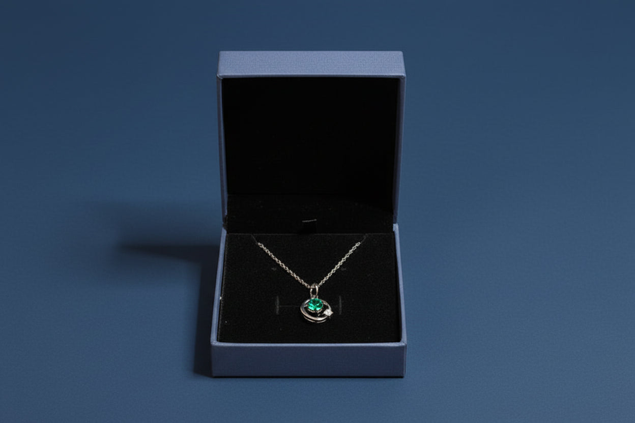 Necklace - Circle of Eternity Pendant with Blue Topaz